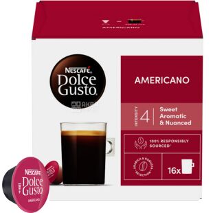 Nescafe Dolce Gusto Americano, 16 шт., Кава Нескафе Американо, світлого обсмаження, в капсулах