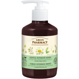 Green Pharmacy, 370 мл, Мыло жидкое для интимной гигиены Грин Фармаси , Чайное дерево, с дозатором