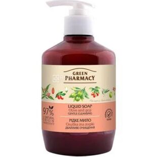 Green Pharmacy, 460 мл, Рідке мило Грін Фармасі, Оливка і годжі, з дозатором