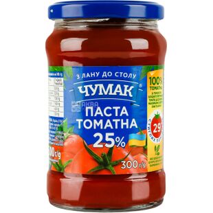 Чумак, 300 г, Паста томатная, 25 %, стекло