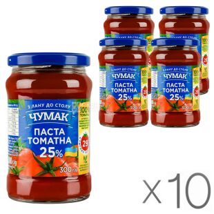 Чумак, 300 г, Паста томатна, 25%, упаковка 10 шт.