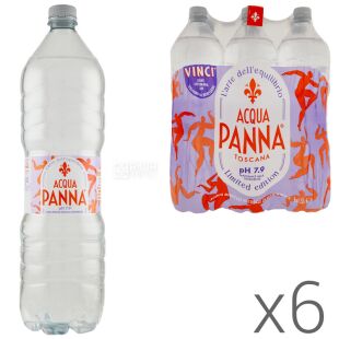 Acqua Panna, 1,5 л, Упаковка 6 шт., Аква Панна, Вода мінеральна негазована, ПЕТ