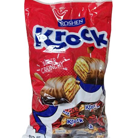 ケロっこ Roshen Krock, 1 кг, Цукерки глазуровані з арахісовою пастою, Рошен