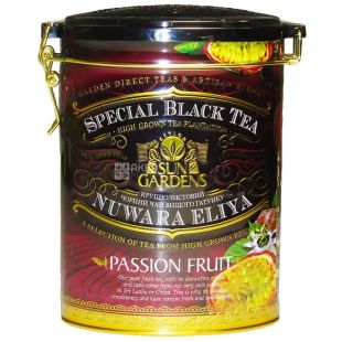 Sun Gardens, Passion Fruit,100 г, Чай Сан Гарденс, Страстный фрукт, черный с маракуйей, крупнолистовой, ж/б