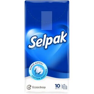 Selpak Super Soft, 10 шт., Платочки бумажные Селпак, четырехслойные