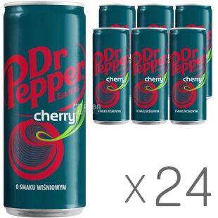 Dr Pepper Cherry, Упаковка 24 шт. х 0,33 л, Напиток газированный Вишня Доктор Пеппер, ж/б