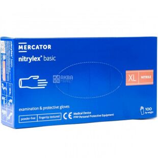 Mercator Nitrylex, 100 шт., Размер XL, Меркатор, Перчатки нитриловые, неопудренные, нестерильные, синие