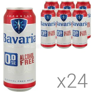 Bavaria Holland, Упаковка 24 шт. х 0,5 л, Баварія, Пиво безалкогольне, нефільтроване, ж/б