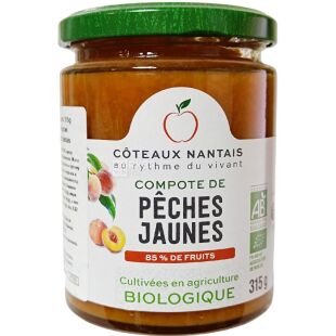 Coteaux Nantais, Compote Peches Jaunes, 315 г, Компоте, Желтый персик, органический