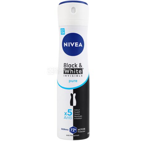Nivea Pure, 150 мл, Дезодорант-антиперспирант, для черного и белого, Невидимая защита