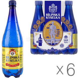 Bílinská Кyselka, 1 л, Упаковка 6 шт, Вода Билинска Киселка, минеральная, лечебно-столовая, газированная