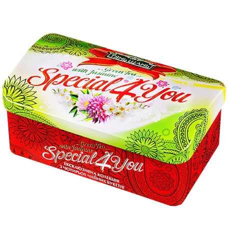 Тянь Шань, 60 г, чай, зеленый, с цветами жасмина, Special4You, железная банка