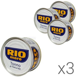 Rio Mare, Tonno al Naturale, Упаковка 3 шт. х 80 г, Рио Маре, Тунец в собственном соку