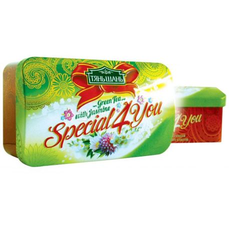 Тянь Шань, 60 г, чай, зеленый, с цветами жасмина, Special4You, железная банка
