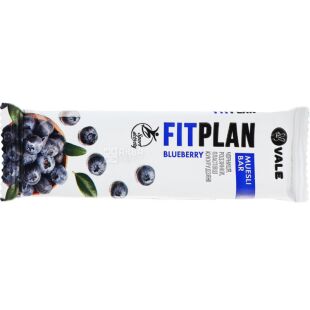 Vale Fitplan, 25 г, Вале Фітплан, Батончик-мюслі Чорниця, частково глазурований