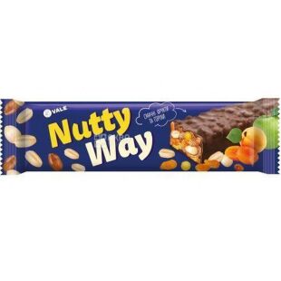 Vale Nutty Way, 40 г, Вале Натті Вей, Батончик-мюслі горіховий з фруктами, глазурований