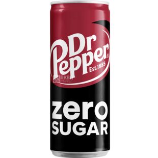 Dr Pepper Zero, 0,33 л, Напиток газированный Доктор Пеппер, без сахара, ж/б