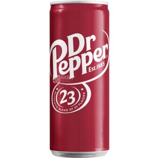 Dr Pepper, 0,33 л, , Напиток газированный Доктор Пеппер, ж/б