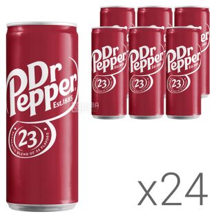 Dr Pepper, Упаковка 24 шт. х 0,33 л, , Напій газований Доктор Пеппер, ж/б