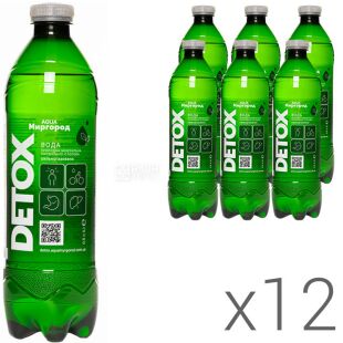 Detox Aqua Миргород, Упаковка 12 шт. х 0,5 л, Детокс Аква, Вода минеральная сильногазированная, лечебно-столовая, ПЭТ