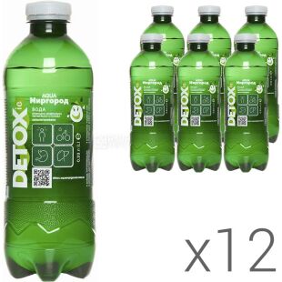 Detox Aqua Миргород, Упаковка 12 шт. х 0,33 л, Детокс Аква, Вода мінеральна сильногазована, лікувально-столова, ПЕТ