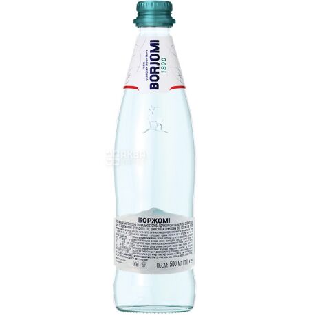 Borjomi, 0,5 л, Боржоми, Вода минеральная газированная, стекло