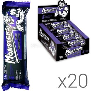 Monsters French Plum High Protein bar, Упаковка 20 шт. х 80 г, Монстерс, Батончик протеиновый со вкусом чернослива