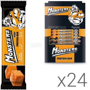 Monsters Salted Caramel High Protein bar, Упаковка 24 шт. х 40 г, Монстерс, Батончик протеїновий Солона карамель