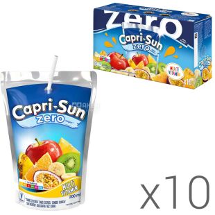 Capri-Sun Multivitamin Zero, Упаковка 10 шт. х  0,2 л, Напій соковмісний Мультивітамін Капрі-Сан, без цукру, з трубочкою