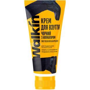 Walkin, 75 мл, Валкин, Крем для обуви с аппликатором черный, для гладкой кожи