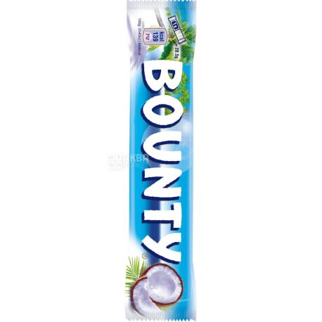 Bounty, 57 г, Баунти, Батончик кокосовый в глазури