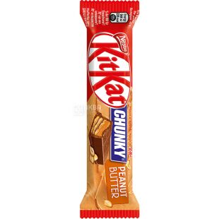 KitKat Chunky Peanut Butter, 42 г, КітКат, Батончик в молочному шоколаді з арахісовою пастою