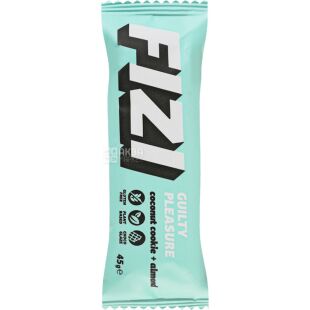 Fizi Coconut cookie Almond, 45 г, Физи, Шоколадный батончик Кокосовое печенье и миндаль, без глютена