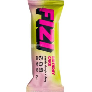 Fizi Cookie dough cherry, 45 г, Физи, Злаково-ореховый батончик Печенье и вишня, без глютена