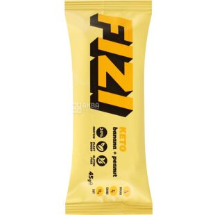Fizi Keto Banana peanut, 45 г, Фізі, Батончик протеїновий Банан Арахіс, без глютену