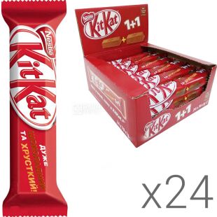 Батончик Nestle KitKat, Упаковка 24 шт. х 40 г, Кіт-Кат, Шоколадно-вафельний батончик в глазурі