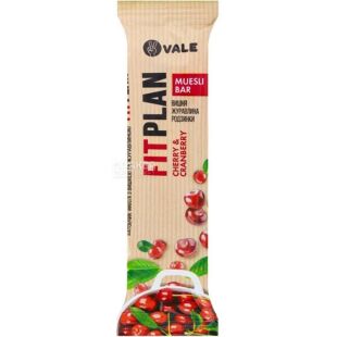 Vale FitPlan, 30 г, Вале ФітПлан, Батончик-мюслі з вишнею та журавлиною