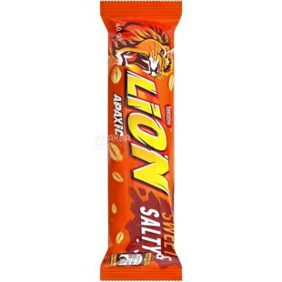 Lion, 40 г, Лайон, Шоколадный батончик, Арахис и Соленая карамель
