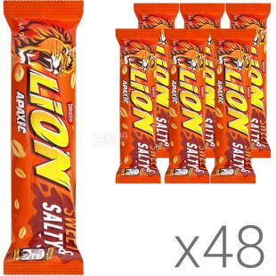 Lion, Упаковка 48 шт. х 40 г, Лайон, Шоколадный батончик, Арахис и Соленая карамель