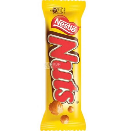 Nuts Single, 42 г, Натс, Батончик шоколадный с карамелью и цельными орехами 
