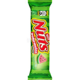 Nuts watermelon, 42 г, Натс, Батончик шоколадно-горіховий зі смаком кавуна