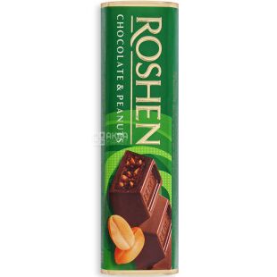 Roshen, Chocolate & Peanuts, 38 г, Рошен, Батончик молочно-шоколадний, з арахісовою начинкою