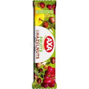 АХА Fruits Hazelnuts, 23 г, Акса, Батончик зерновий з фруктами та горіхами
