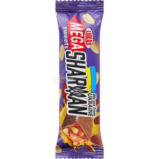 Lukas, Mega Sharzan, 40 г, Лукас, Батончик грильяж глазурований, у молочному шоколаді