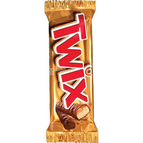Twix, 50 г, Твикс, Батончик с печеньем и карамелью в молочном шоколаде