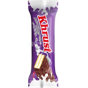 КБФ, Хруст, 25 г, Батончик вафельный, глазированный, с молочной начинкой