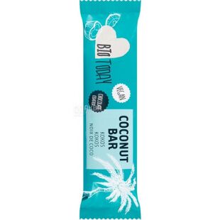 Bio Today, Choco Bar Coconut, 40 г, Био Тудей, Батончик кокосовый, в темном шоколаде, веганский, органический