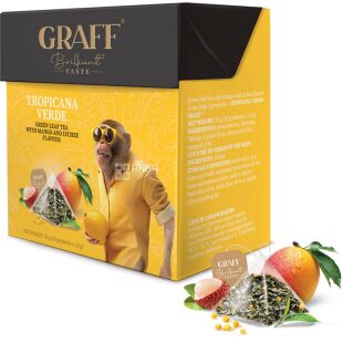 Graff Tropicana Verde, 20 шт. х 1,8 г, Граф Тропический, Чай зеленый листовой байховый с ароматом манго и личи