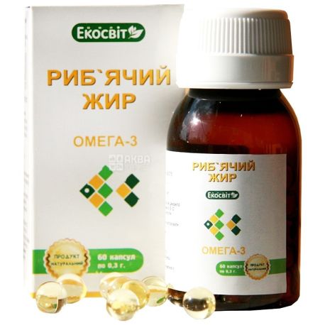 Ekosvit Oil Fish fat, 60 cap. 0.3 g, Vitamin complex