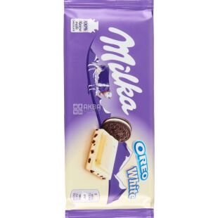 Milka Oreo White, 100 г, Мілка, Шоколад білий з печивом Орео